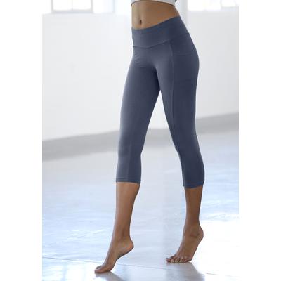 Caprileggings VIVANCE, Damen, Gr. 44/46, N-Gr, blau, Single Jersey, Obermaterial: 95% Baumwolle, 5% Elasthan, unifarben, Basic, Hosen, mit 2 Handytaschen