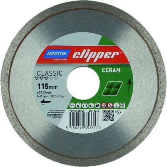 CLIPPER Disque diamanté de découpe CLA Ceram 1670 115x22,23 mm ; Saint-Gobain (70184626825)
