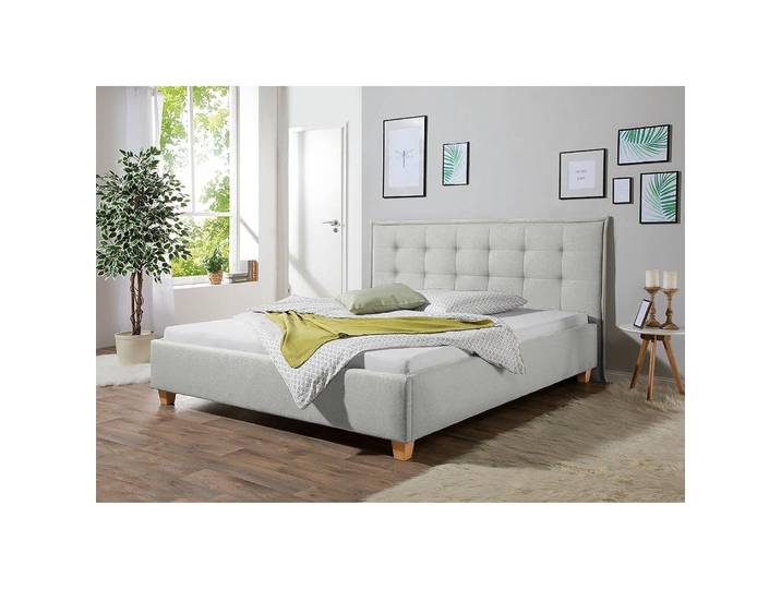 Polsterbett Skann 180 x 200cm Strukturstoff Grau/Kies