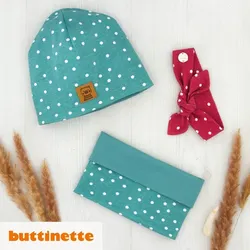 Nähanleitung "Set: Beanie, Loop & Haarband"