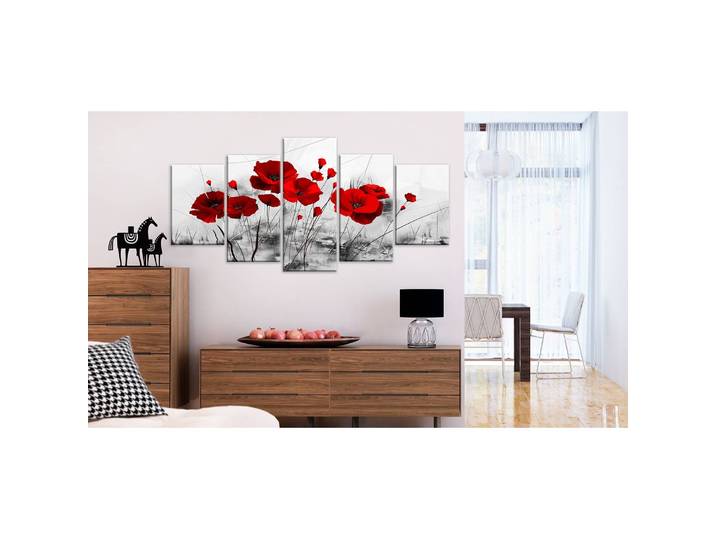 Tableau déco Coquelicots Lin Rouge 200 x 100cm