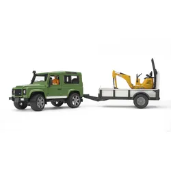 BRUDER - Land Rover Defender, Einachsanhänger, JCB Mikrobagger und Bauarbeiter 02593