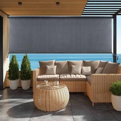 Lumi Home Furnishings UV Blocking Fade Resistant Fabric Exterior Roller Shade