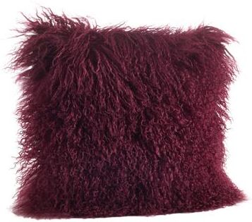 Saro Lifestyle Mongolian Lamb Fur Throw Pillow - Plush Textured Throw Pillow with Polyester Filled Support for Cozy Modern Decor, Luxurious