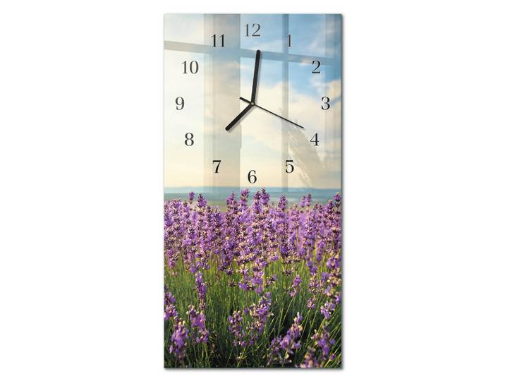 Tulup Wanduhr 60x30 cm - Abstrakte Linien, Mehrfarbig, Glas, Rechteckig, 30x60x0.4 cm, Dekoration, Uhren, Wanduhren