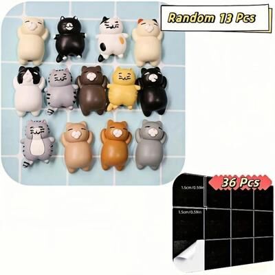 Uplifted Goods Cartoon Cat Refrigerator Magnets Set Of Thirteen Decorative Kitchen Home Decor 13pcs Random Designs