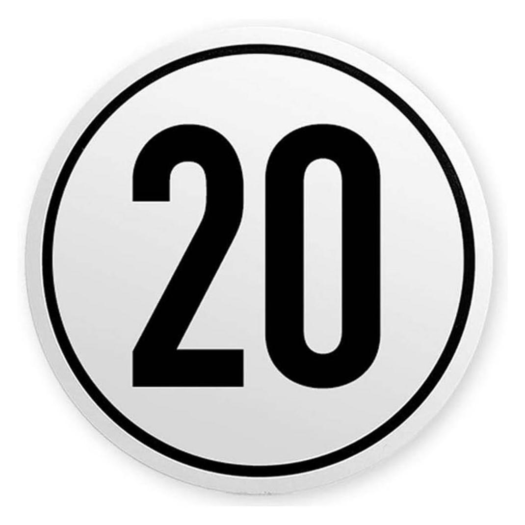 IWH Geschwindigkeitsschild 20 km/h, selbstklebend Aufkleber zur permanenten Anbringung an Zugmaschinen (097622)