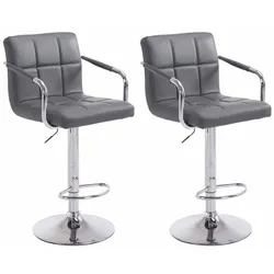CLP 2er Set Barhocker Lucy V2 chrom   Farbe: grau, Gestell Farbe: chrom