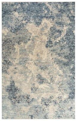 NAVATEXTURA Intrepid Blue, Beige, and Ivory Distressed Classical Wool Rug