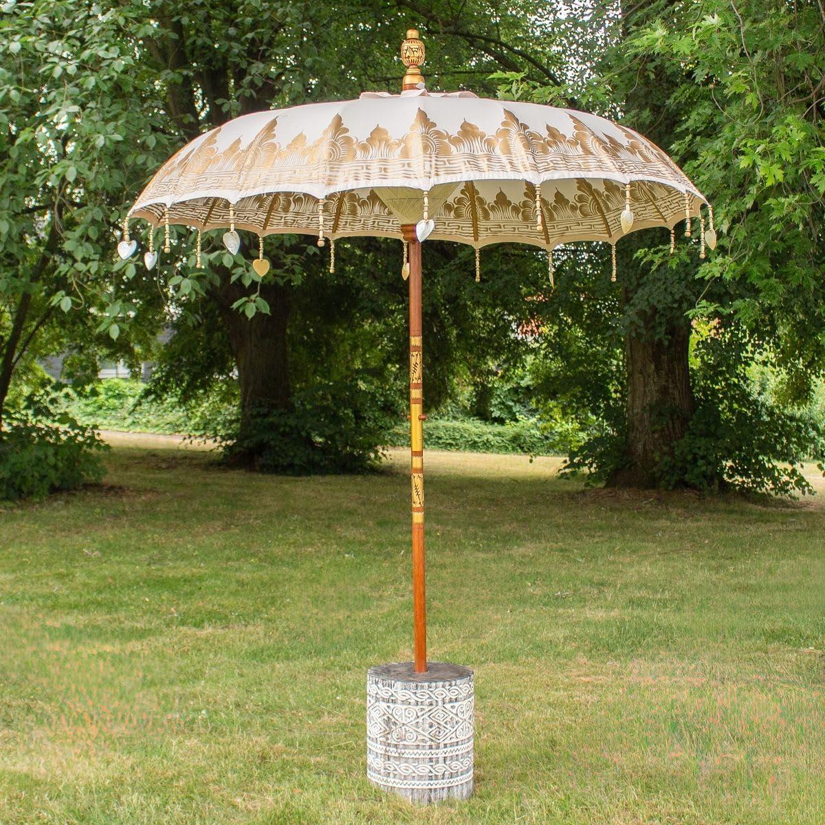 Originaler balinesischer Sonnenschirm in Creme, 185 cm, Modell Elena