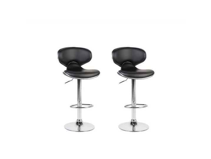 Lot de 2 chaises de bar contemporaines en simili-cuir noir - BELIANI CONWAY