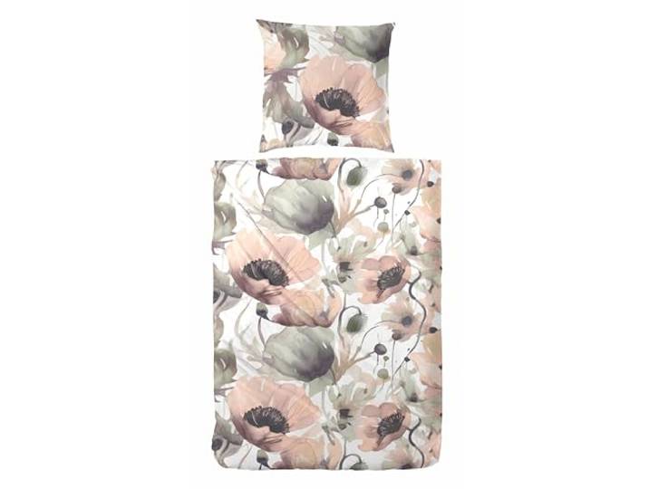 Primera Edelflanell Bettwäsche 155x220 Blumen Klatschmohn grün Puder 174148-87
