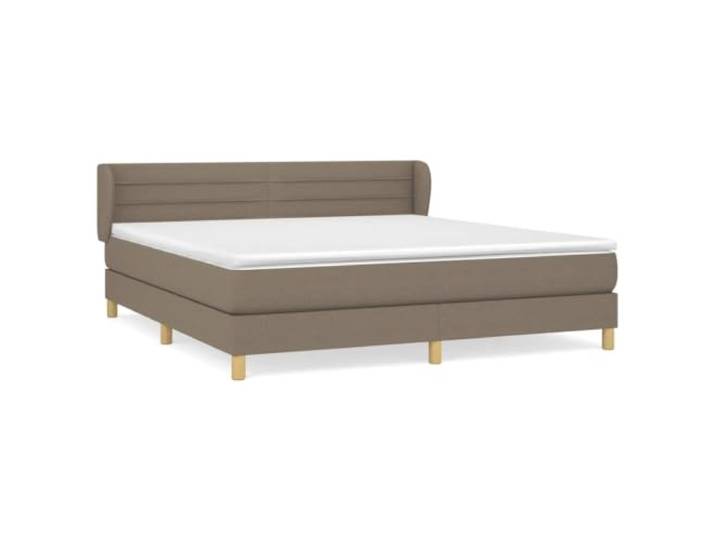 PUGYNBK Boxspringbett, 180 x 200 cm, grauer Stoff, Taupe Verstellbares Kopfteil, Taschenfederkernmatratze, mittlere Härte, atmungsaktiv