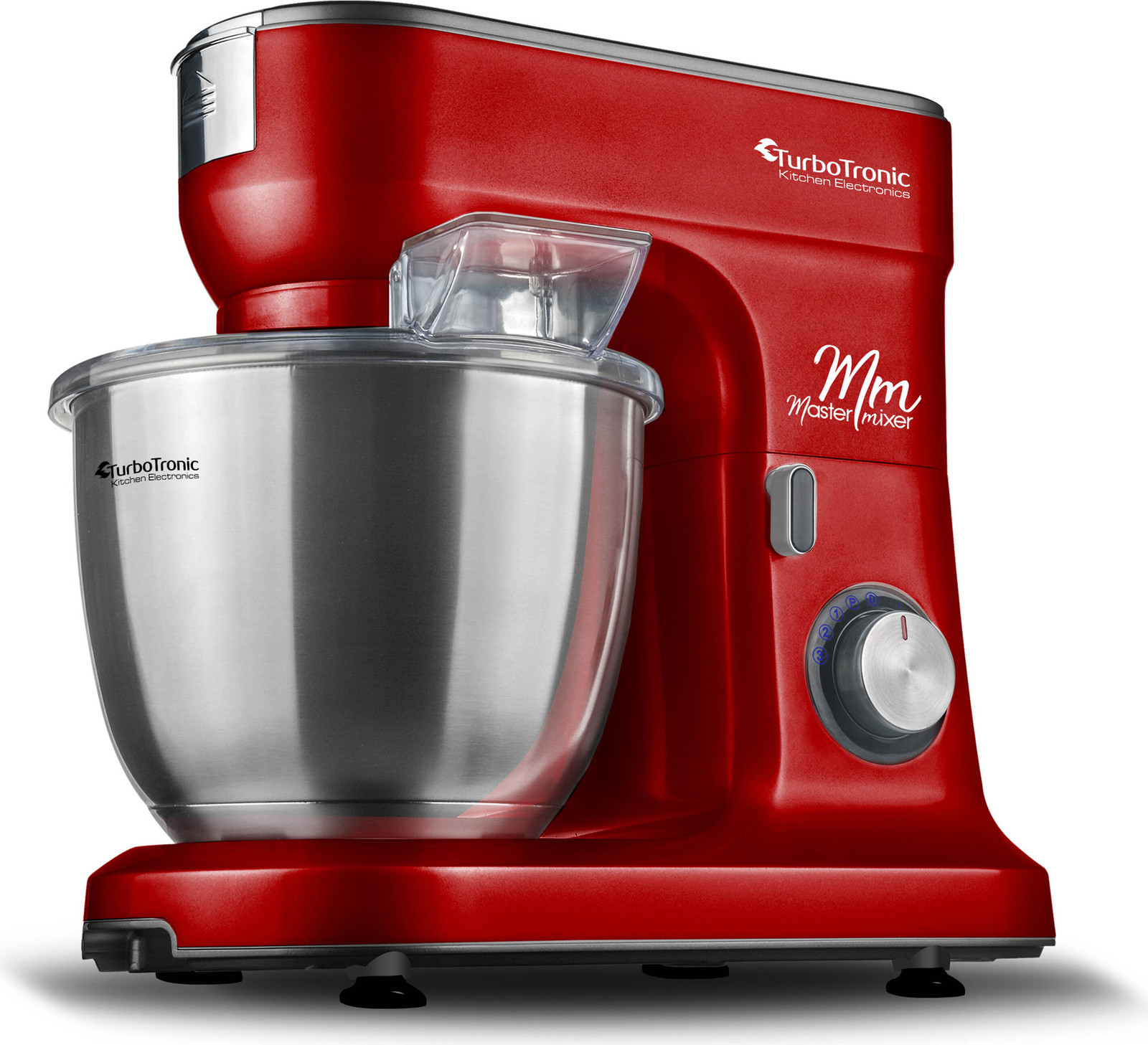 TurboTronic keukenmachine KMT015 mixer en kneedmachine, 1200 W, 6,5 l, Rood