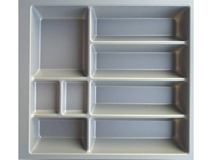 Besteckeinsatz KOCHSTATION Cara , grau (silbergrau), B:42cm H:47,5cm T:5,5cm, Kunststoff, Schubladeneinsätze, Besteckeinsatz, 50 cm, für Schubkästen der Serien Tokio, Cara, Elga, Tara und Avio