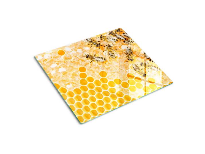 Tulup Glasplatte 60x52 cm Arbeiterbienen, Pink, Glas, 60x0.4x52 cm, Küchen, Küchenelektrogeräte, Herde, Herdabdeckplatten