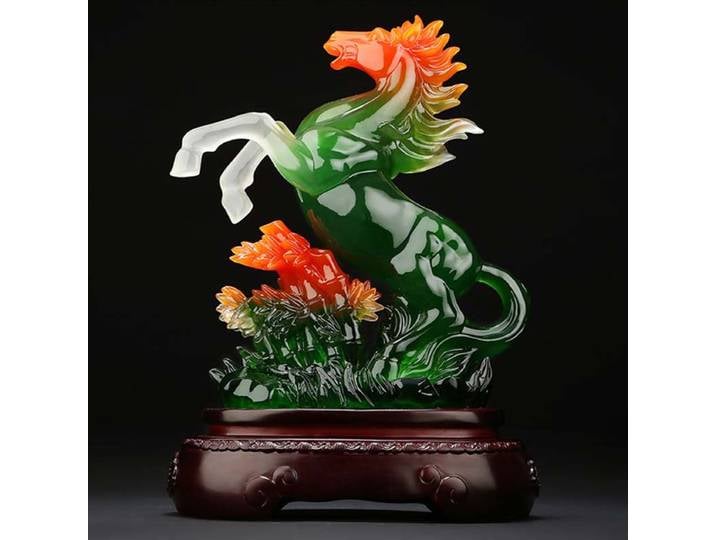 Bonne chance FENG SHUI statue décorative maison bureau société magasin efficace Talisman argent dessin succès cheval en cristal