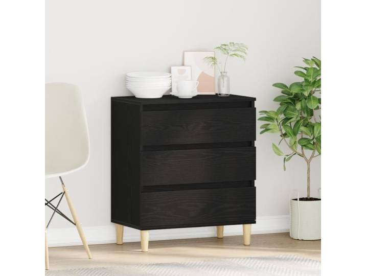Buffet Noir Chêne 60x35x70 cm Bois d ingénierie