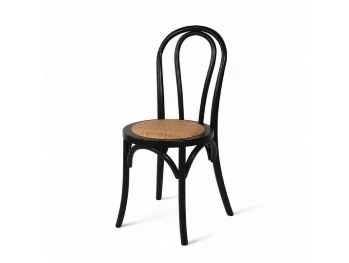 Chaise de bistrot LEVIS - Noire - Assise tressée
