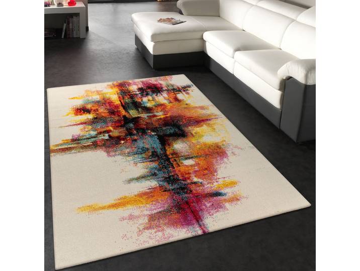 Teppich PACO HOME Canvas 752 , bunt (mehrfarbig), B:120cm H:16mm L:170cm, Polypropylen, Teppiche, Teppich, Kurzflor, modernes Design, mit Arizona Leinwand Optik