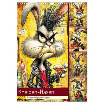 Kneipen-Hasen. Trinkende Sprücheklopfer (Wandkalender 2027 DIN A3 hoch), CALVENDO Monatskalender