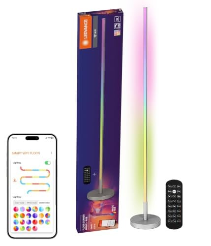 Ledvance Smart WiFi vloerlamp met Magic RGB en indirecte verlichting, zilver aluminium