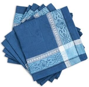 French Home Linen Set of 6 Astra Napkins - Shades of Blue