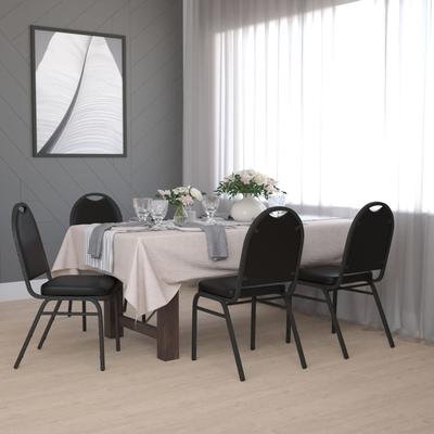 Lancaster Home 4PK Commercial Dome Back Stacking Banquet Chairs with Metal Frames