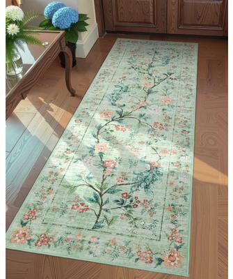 Garvee Floral Peacock Garden Print Area Rug