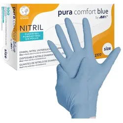 Nitrilhandschuhe Ampri pura comfort blue M Gr. 8, puderfrei, unsterile Nitrilhandschuhe, 100 Stück/Box