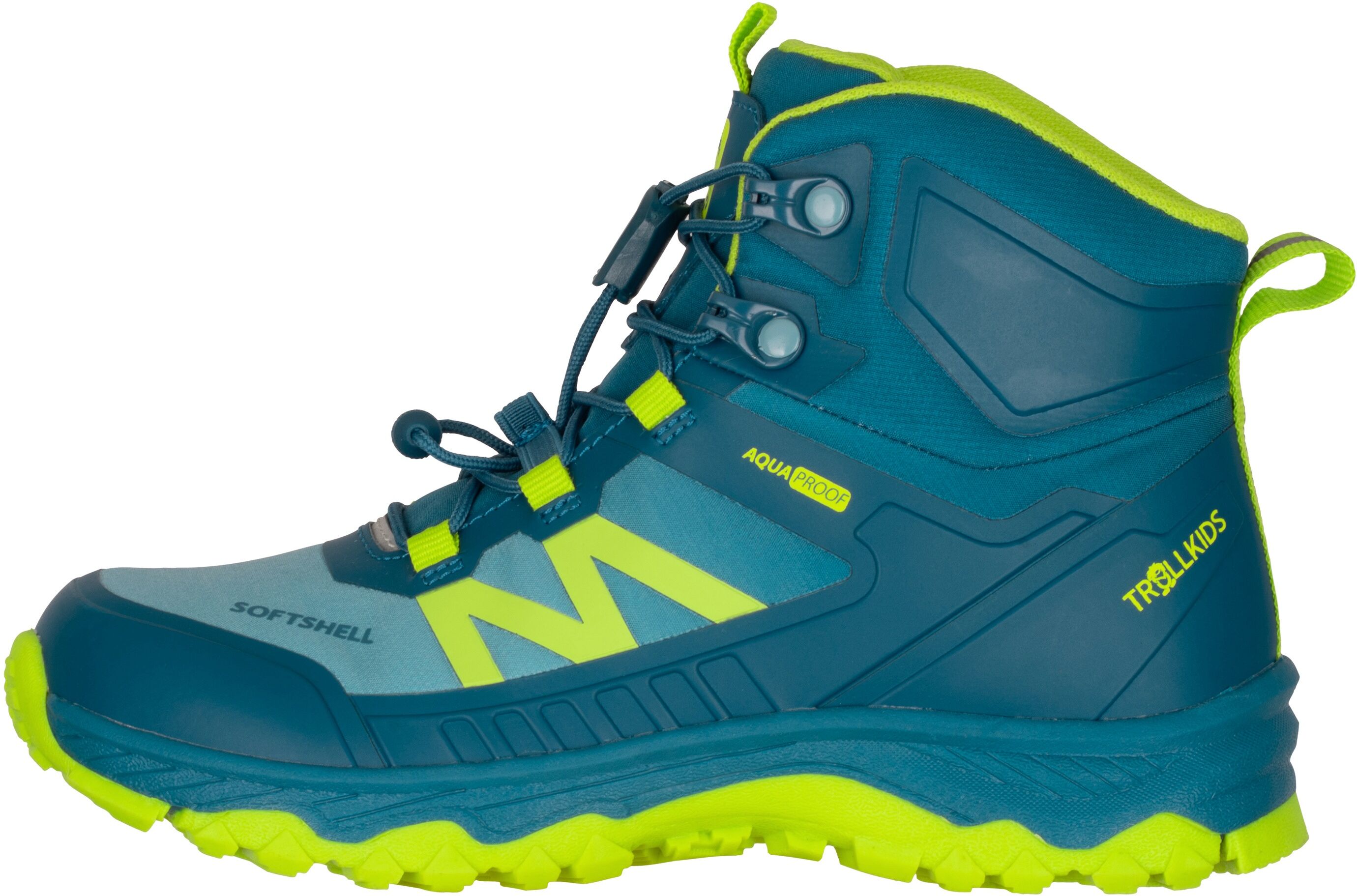 Outdoorschuh TROLLKIDS "KIDS SIRDAL HIKER MID", Kinder, Gr. 34, Synthetik, blau (petrol, dolphin blau, lime), Schuhe Outdoorschuh, wasserdicht petrol, dolphin blau, lime 34, Synthetik