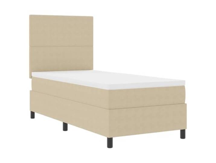 KKgypkn Boxspringbett Hellgrau und Weiß 80 x 200 cm Cordstoff mit Taschenfederkern-Matratze, verstellbarem Kopfteil und Stabiler Holzwerkstoff-Rahmenkonstruktion