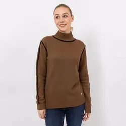 EVA LUTZ Pullover mit Stehkragen Kontrast-Details figurumspielend