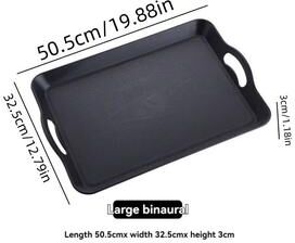 Inspired Living Premium Non Slip Plastic Serving Tray With Handles Multi Purpose Rectangular Food & Organizer Tray l