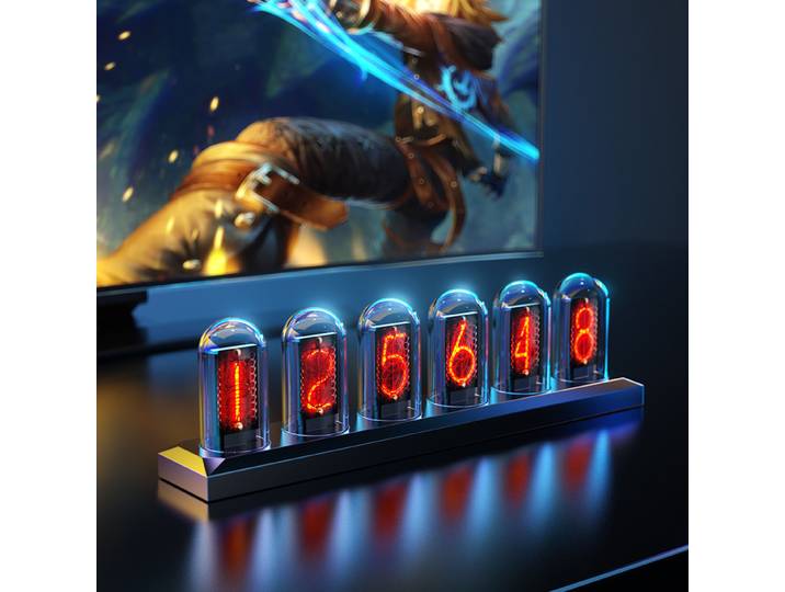 Horloge à tubes Nixie RGB, écran couleur IPS, éclairage LED, tubes analogiques et numériques DIY, veilleuses, décoration de bureau, décoration de la maison, idée cadeau