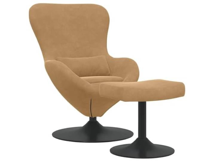 PUGYNBK Eierstuhl aus braunem Samt mit Sitzsack Basis um 360 Grad drehbar, modernes Design, ergonomische Armlehnen, ideal für Wohnzimmer oder Schlafzimmer
