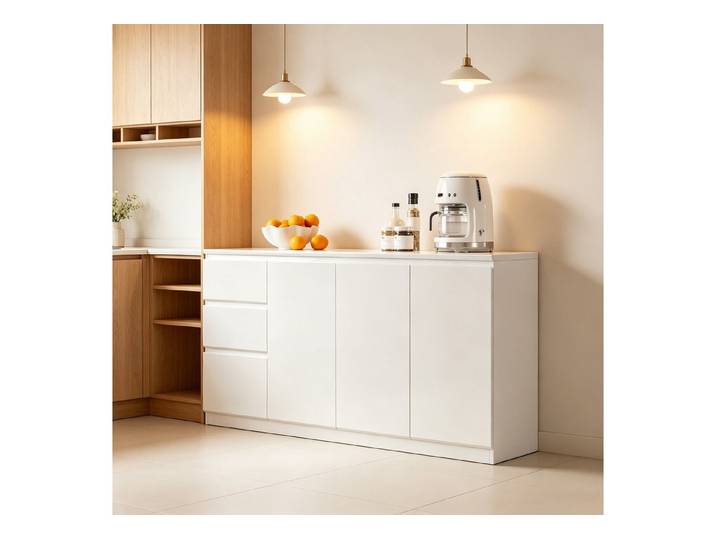 FUFU&GAGA Kommode Weiß PET Hochglanz Serie, 80-180 cm breit, Kommode Modern