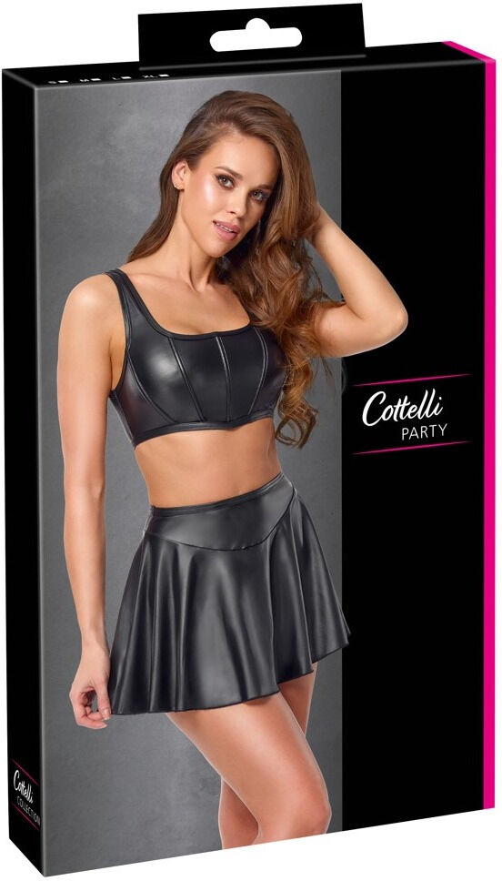 Cottelli PARTY Ensemble Top court et mini-jupe en noir mat