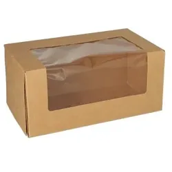 Papstar 100 Tortenkartons mit Deckel eckig 10 cm x 22 cm x 12 cm mit Sichtfenster aus PLA