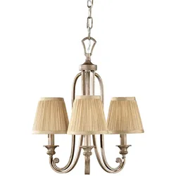 Kronleuchter Hängelampe Deckenleuchte Stahl Silber D 48,3 cm 3 Flammig Luster