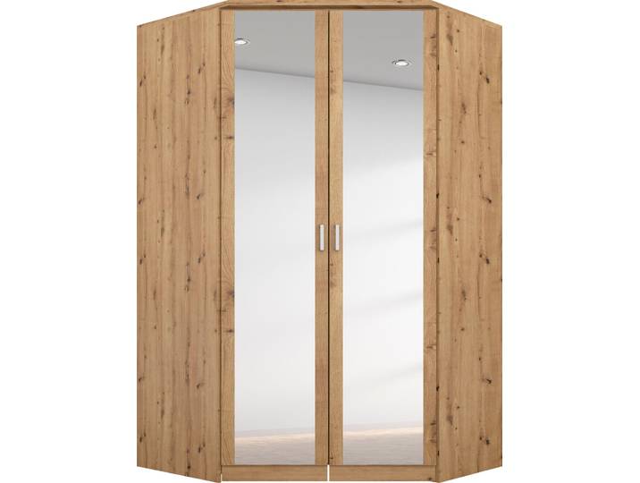 Eckkleiderschrank RAUCH Bremen , braun (eiche artisan), B:117cm H:199cm T:118cm, Holzwerkstoff, Schränke, Eckkleiderschrank, mit 8 Einlegeböden