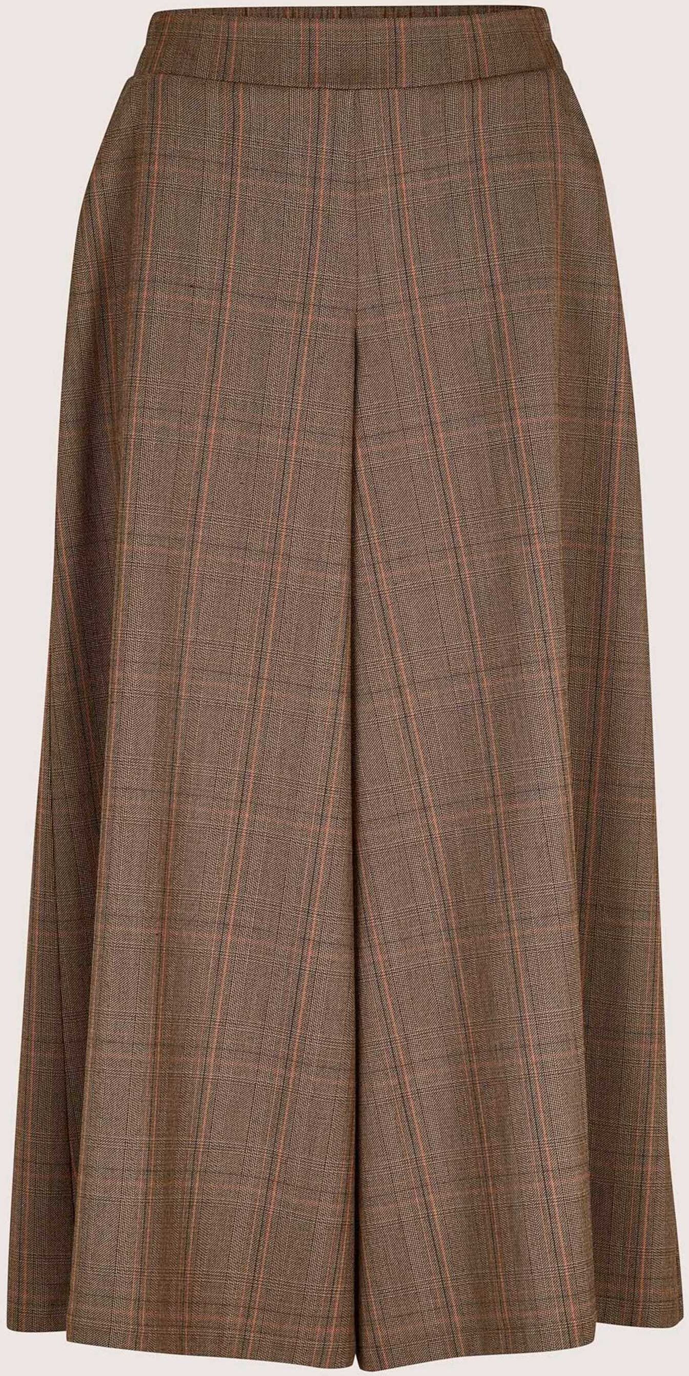 7/8-Hose MADELEINE "Hose Weiter Hosenrock im Glencheck-Muster", Damen, Gr. 48, tabakbraun, marsala, Modern, weit, Hosen 7/8-Hose