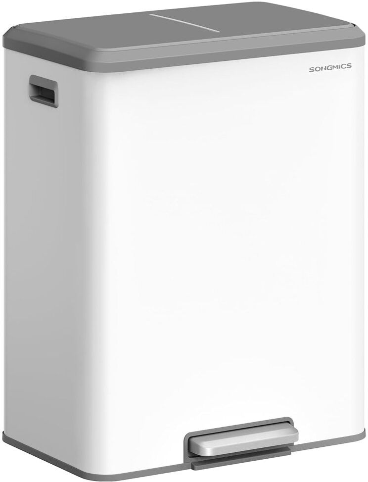 Songmics Steel Step On and Odour Seal Kitchen Rubbish Bin White 60L