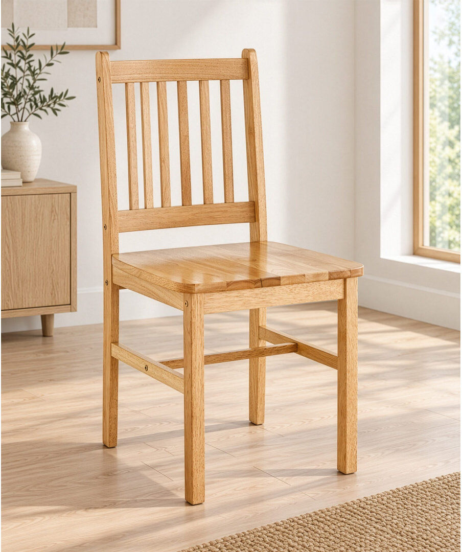Alpen Home Callaway 45cm H Solid Wood Slat Back Side Chair Natural Wood 88cm H X 40cm W X 45cm D