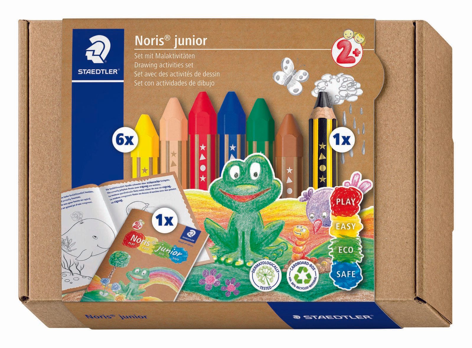 STAEDTLER Noris junior 61 C1 Wachsmalstifte 6 Wachsmalstifte, Kinderbleistift, Malheft
