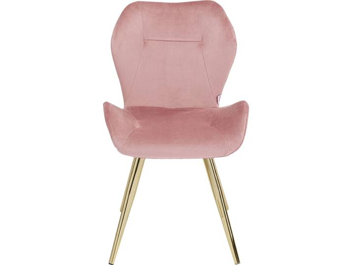 Chaise rétro en velours rose et acier doré