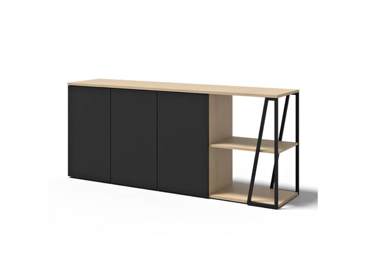 Buffet chêne clair et noir H81