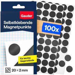 Gauder Magnetplättchen Punkte, Ø 20 x 2 mm, selbstklebend, schwarz, 100 Stück