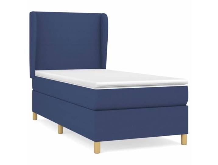 PUGYNBK Boxspringbett mit Stoffbezug, Blau, 90 x 200 cm Verstellbares Kopfteil, mittlere Festigkeit, atmungsaktiv, weicher Schutz, einfache Montage
