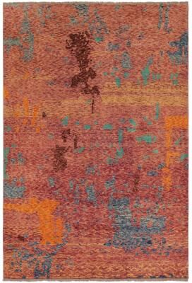 Treasured Knots Shabby Chic Balochi Beck Purple/Blue Hand Knotted Wool Rug - 4'11'' x 8'1''